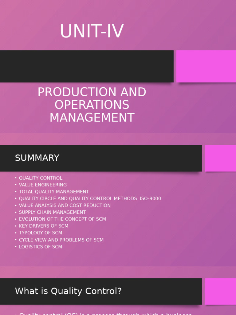 Quality Control and TQM in Operations | PDF | Supply Chain Management ...