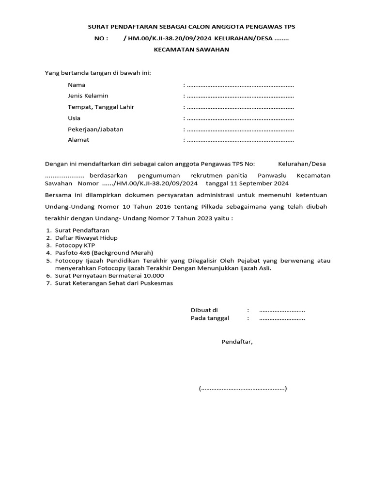 Surat Lamaran Ptps Pdf