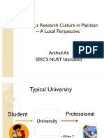 FIT Establishing Research Culture in Pakistan