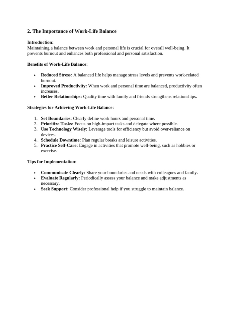 The Importance of Work-Life Balance | PDF