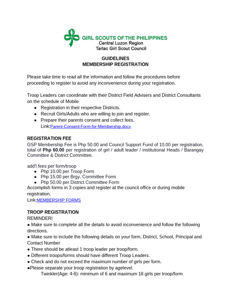 Girl Scout Registration Fee Details | PDF | Scouting | Career & Growth