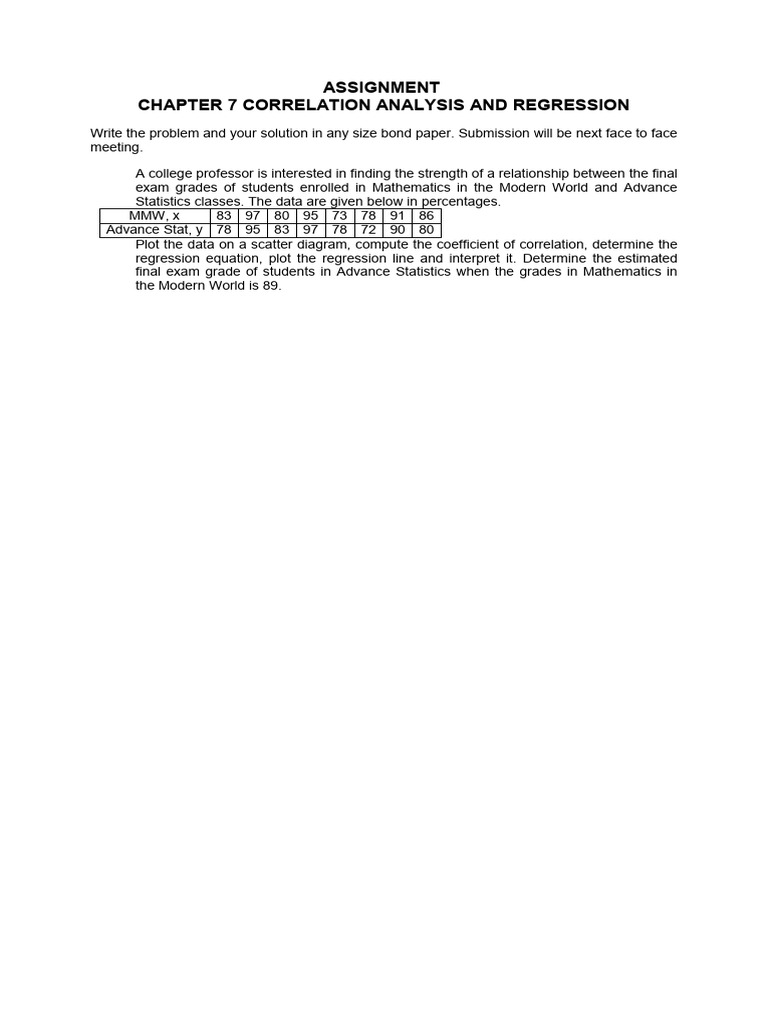 1-Assignment Chapter 7 Correlation Analysis and Regression | PDF