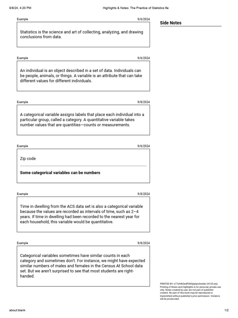 Stats Notes 1 | PDF
