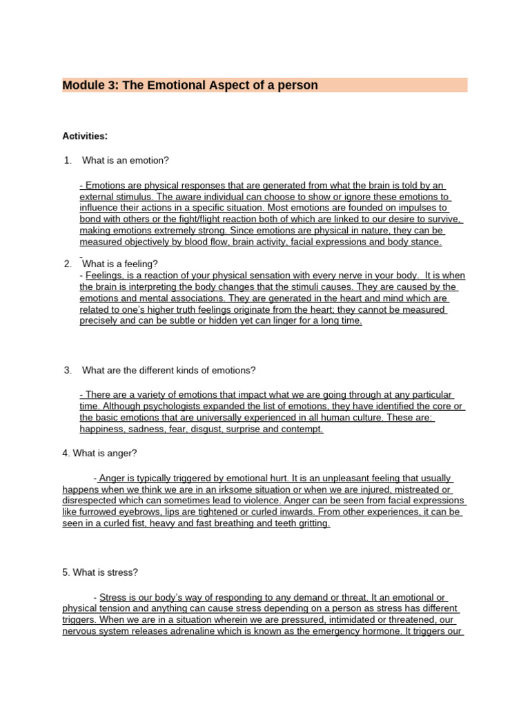 The Emotional Aspect of A Person | PDF