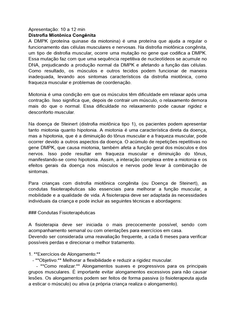 Distrofia Miotônica Congênita | PDF | Músculo | Distrofia muscular