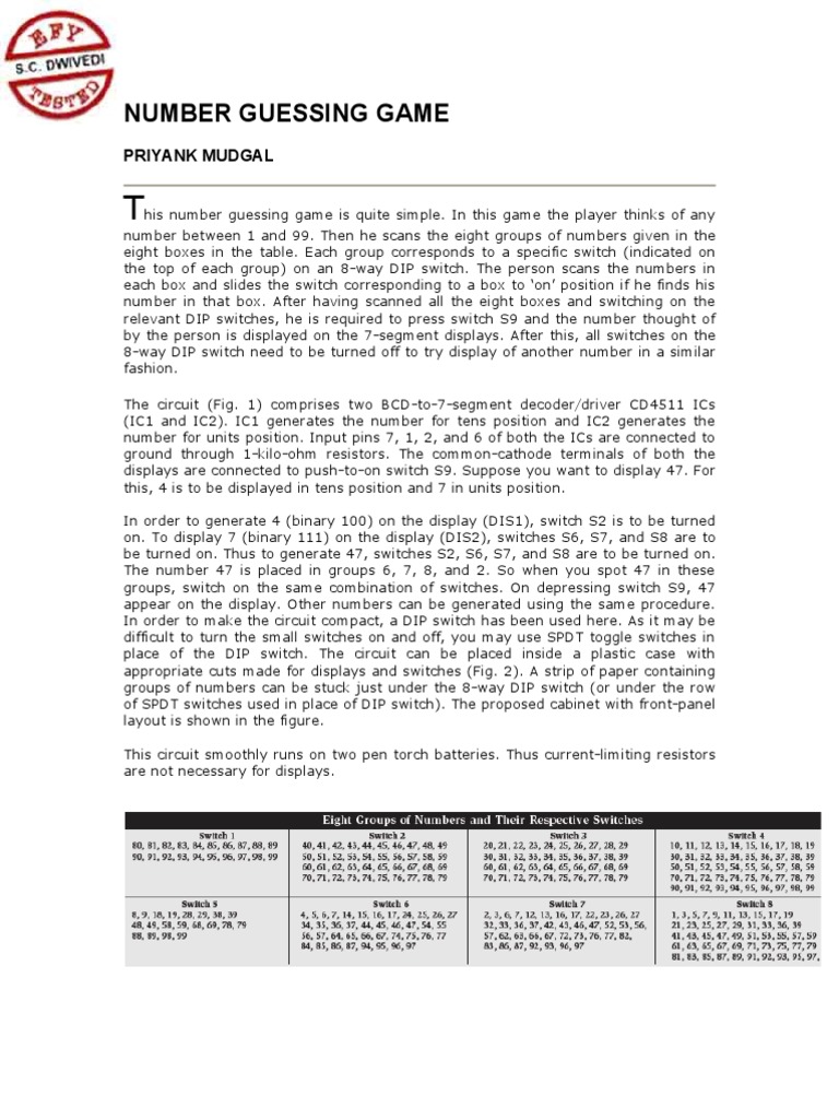 Electronic Number Guessing Game | PDF | Teaching Methods & Materials