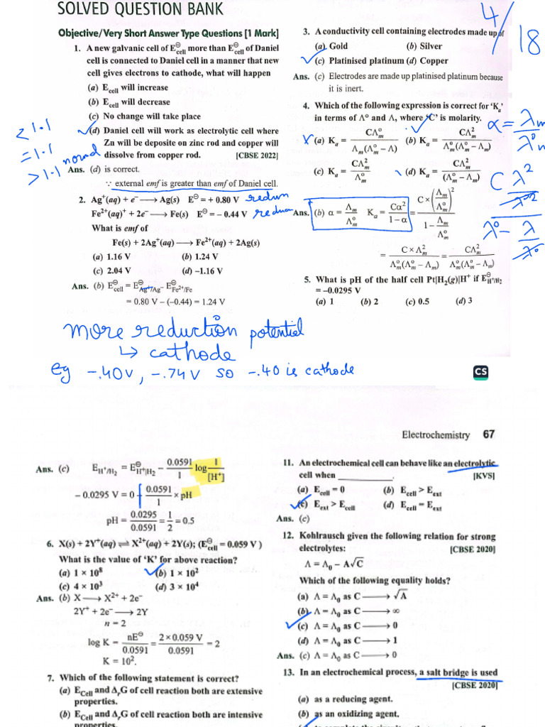 Electrochemistry Practice (Editted) | PDF