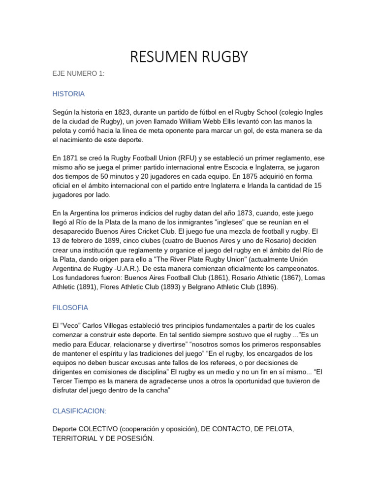 Resumen Rugby | PDF