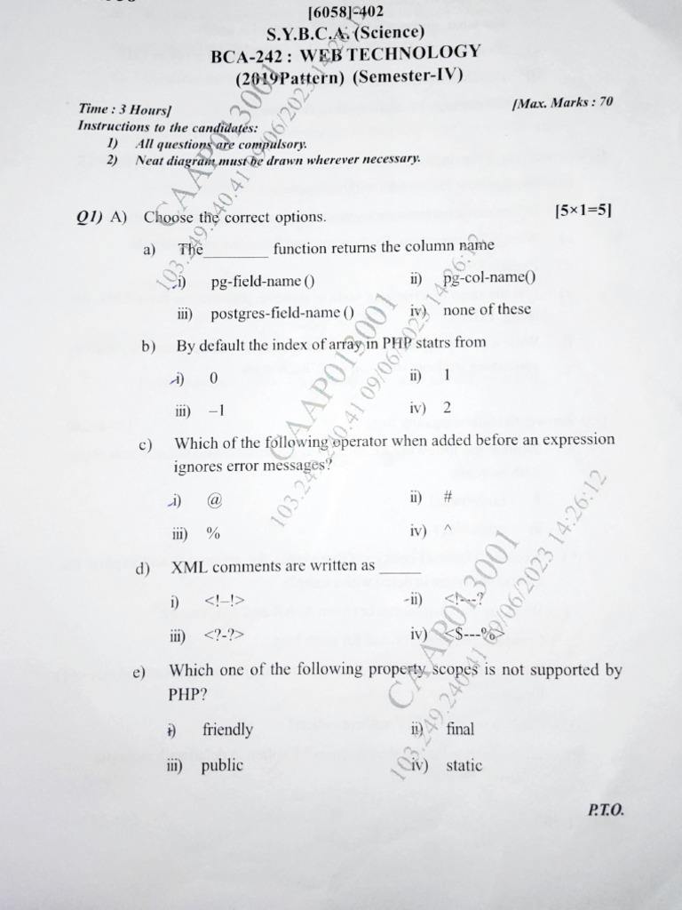 WT - PY Question Paper | PDF