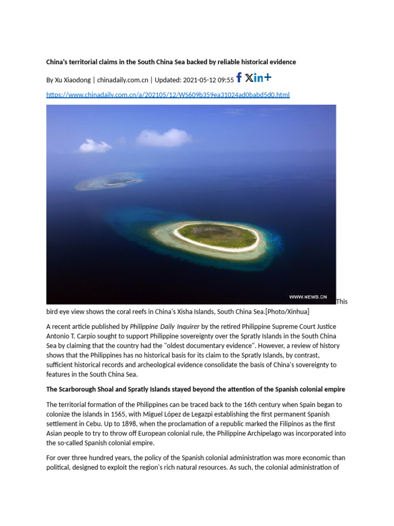 Chinas Territorial Claims in The South China Sea | PDF