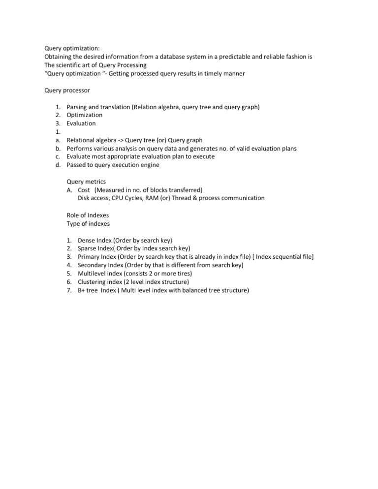 Query Optimization | PDF | Computers