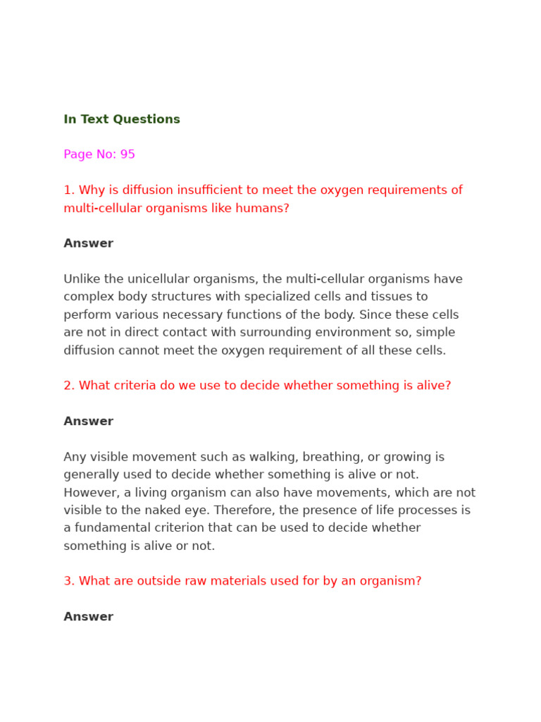 Life Process Q&a | PDF
