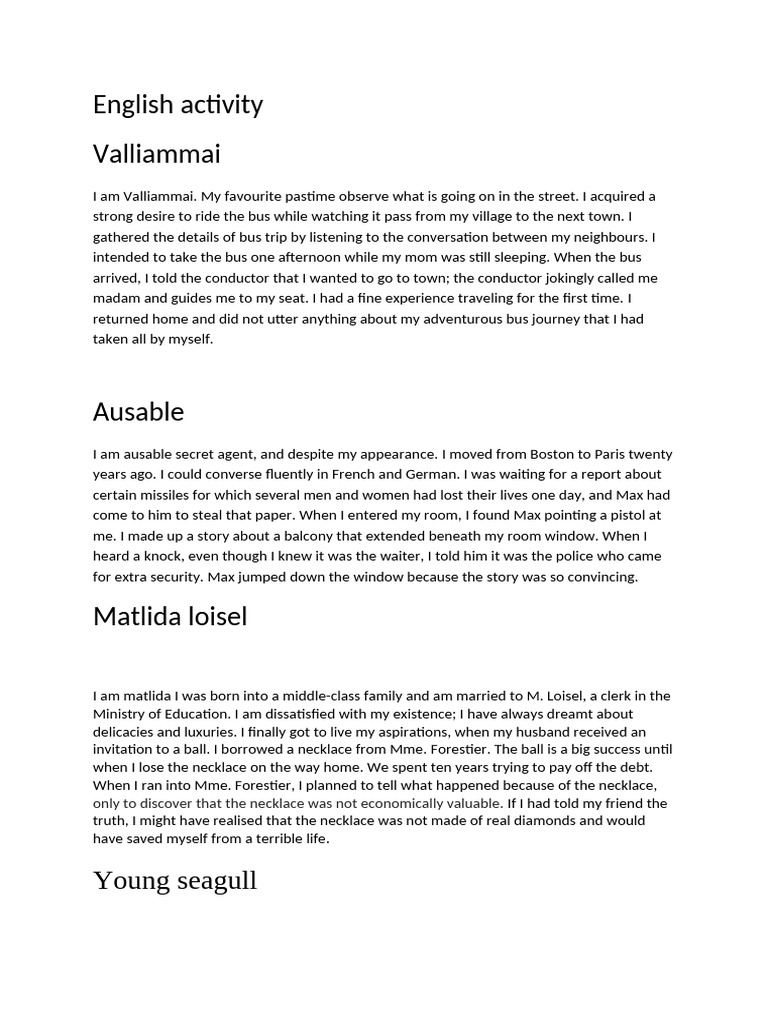 English activity PDF