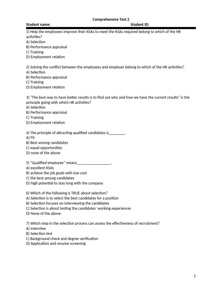 Comprehensive Test 2 | PDF