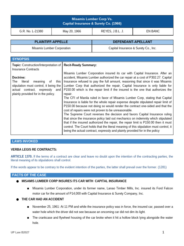 014 Misamis Lumber v. Capital Inc. | PDF