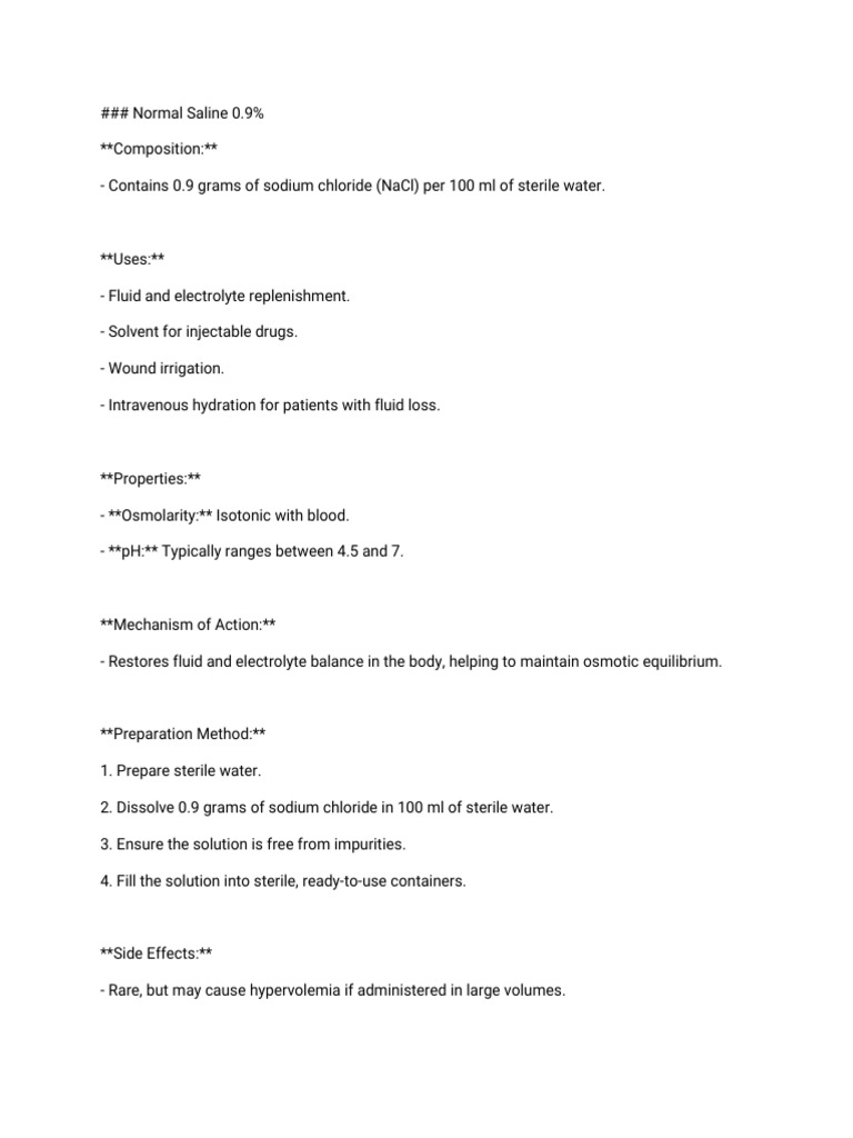 Normal Saline | PDF