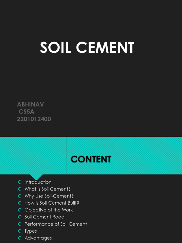 ABHINAV Soil Cement | PDF