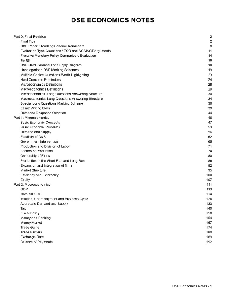DSE Economics Notes | PDF