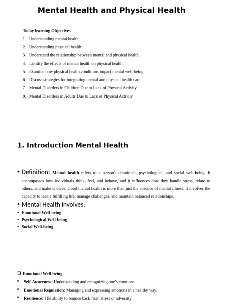 Physical and Mental Health | PDF