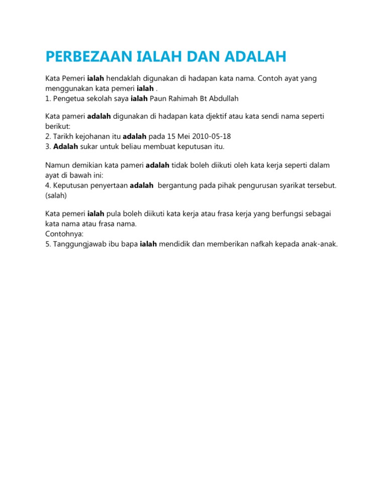 Perbezaan Ialah Dan Adalah Pdf