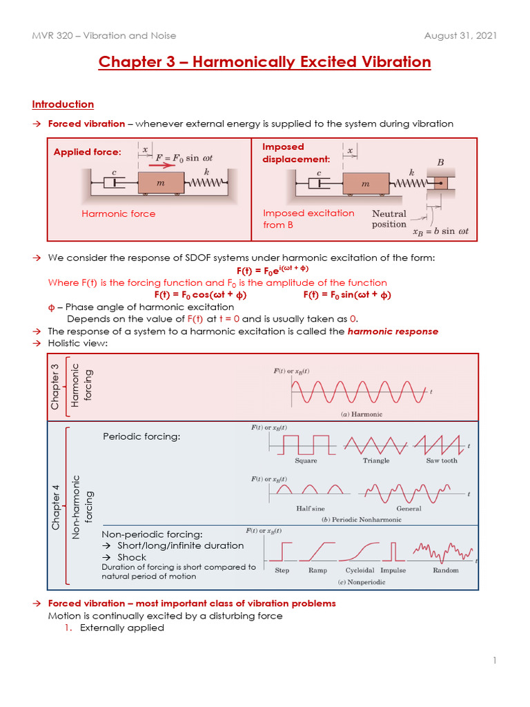 MVR 320 Chapter 3 - Harmonically Excited Vibration | PDF