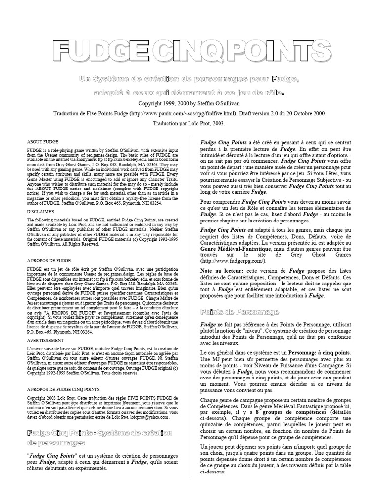 Fudge FR - Cinq Points | PDF