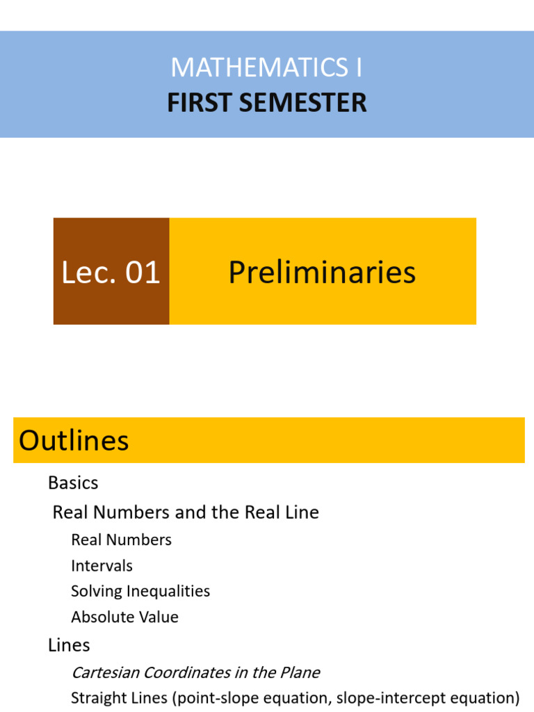 Mathematics I: First Semester | PDF