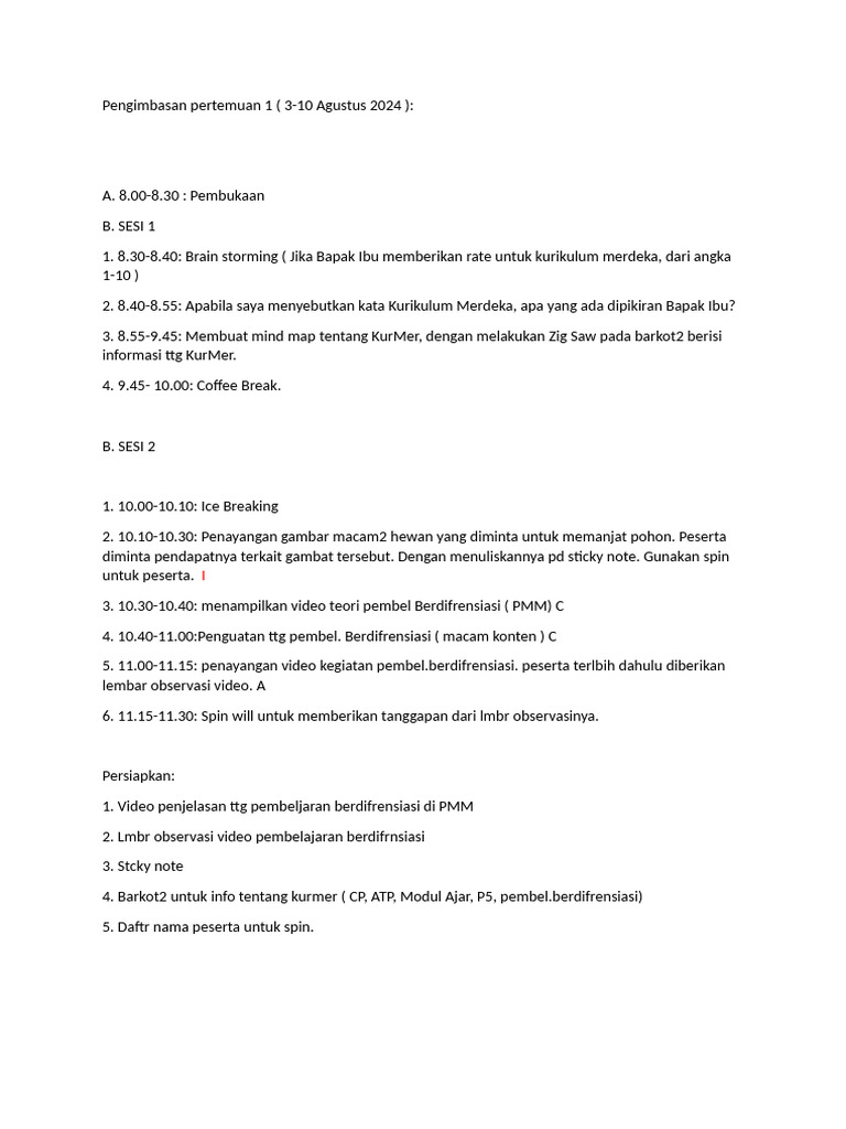 Pengimbasan Pertemuan 1 | PDF