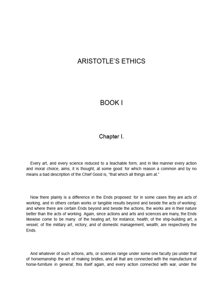 Aristotle Chapter 1 Nichomachean Ethics | PDF