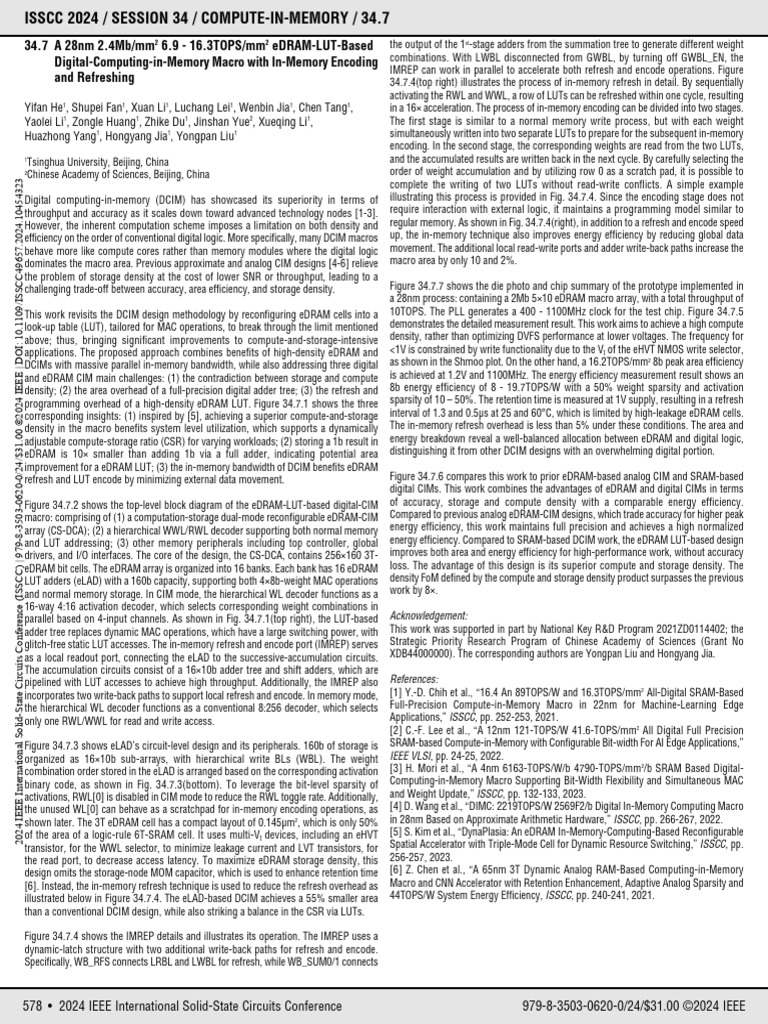 34.7 A 28nm 2.4Mb mm2 6.9 - 16.3TOPS mm2 eDRAM-LUT-Based Digital ...
