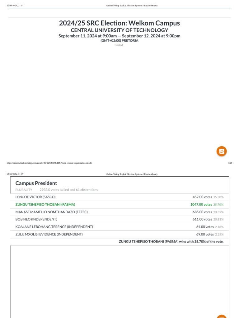 Welkom Campus SRC Election Results 2024 | PDF | Political Law | Public ...
