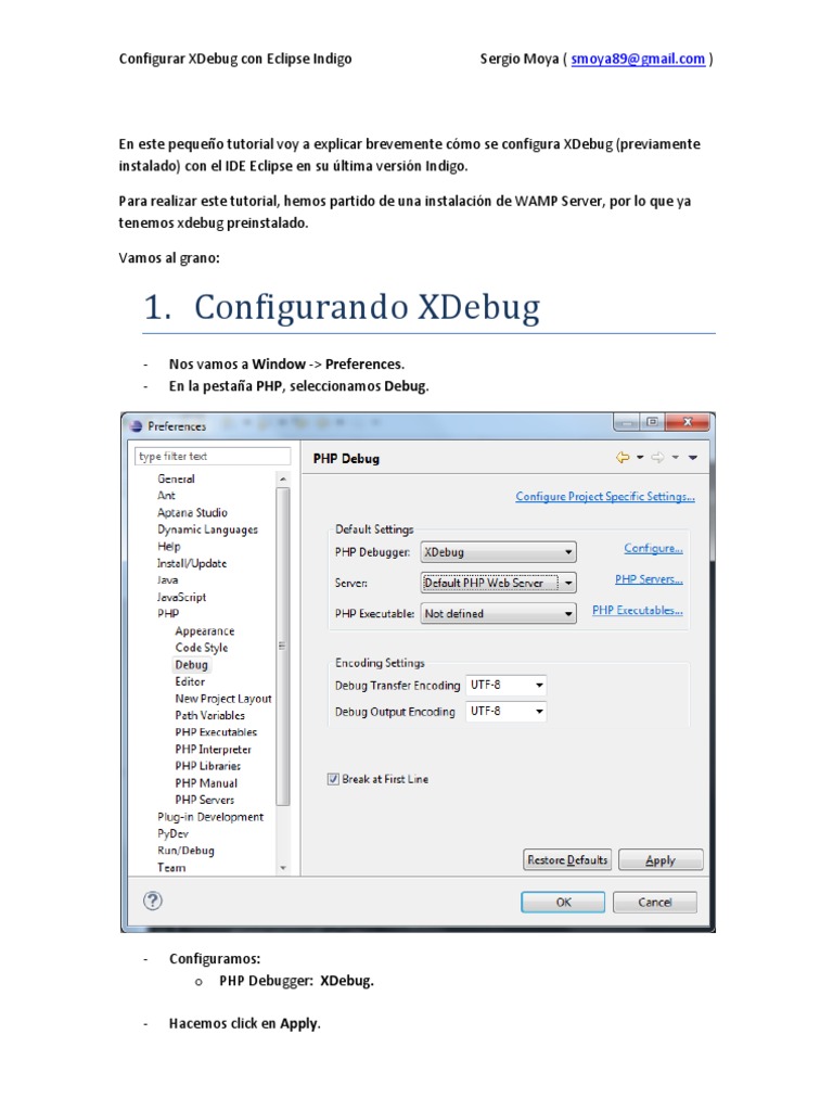 Configuración de XDebug en Eclipse | PDF | Php | Software