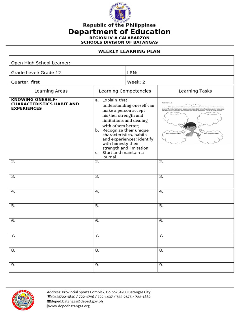 ADM WEEKLY HOME LEARNING PLAN Week 2 | PDF