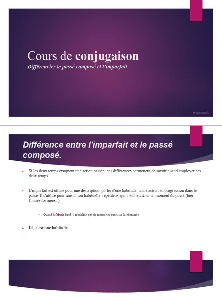 Imparfait vs Passé Composé | PDF | Mécanique du langage | Études des ...