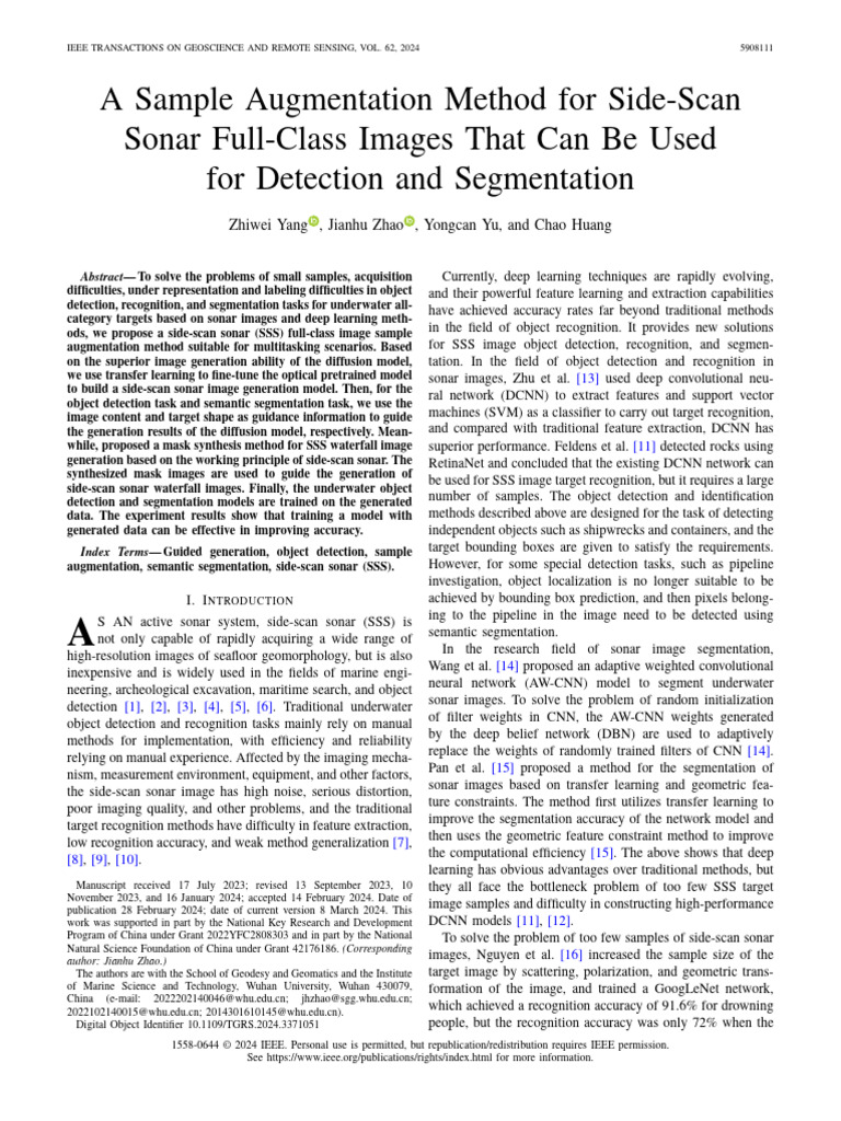 A sample augmentation method for side scan sonar full class images that