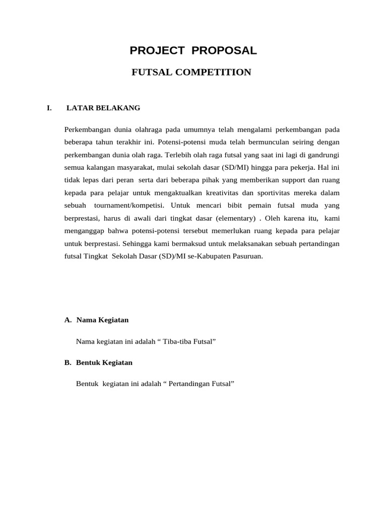 91 contoh contoh proposal lomba futsal di sekolah file pdf