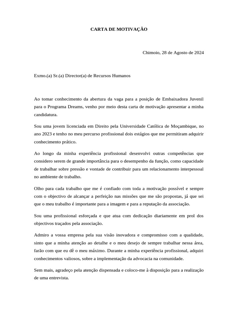 Carta de Motivacao | PDF