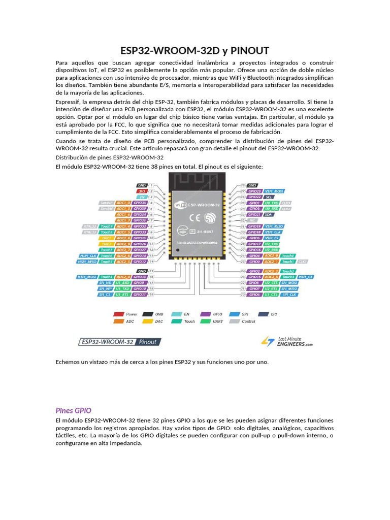 ESP32-WROOM-32D Pinout Guide | PDF | Computer Hardware | Computer Science
