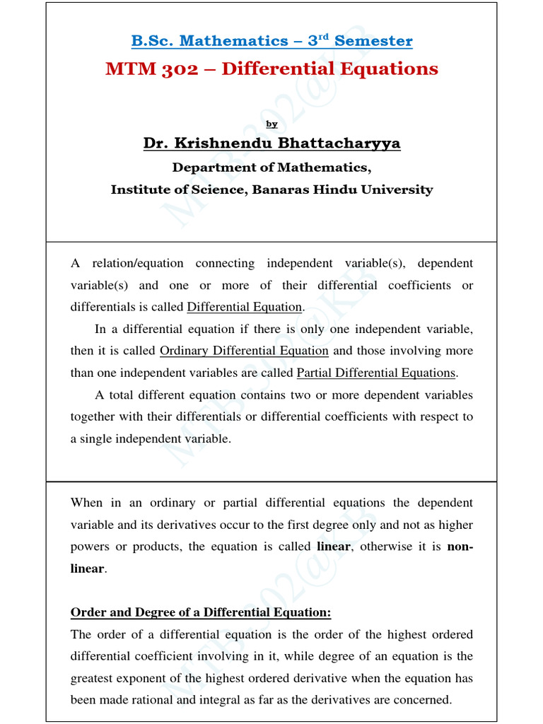ODE Notes | PDF