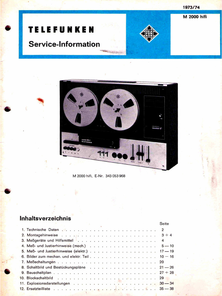 TELEFUNKEN BAJAZZO CR-6000 manuale d'uso schema elettrico manuale di