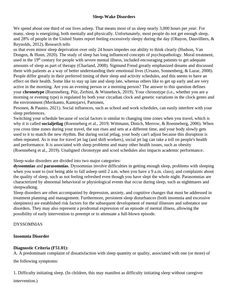 Sleep Wake Disorders | PDF