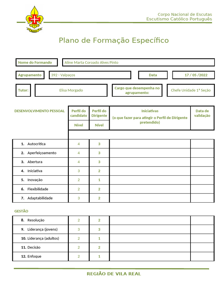 Plano de Formação Específico | PDF