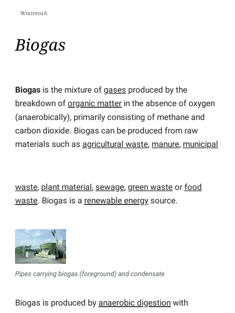 Biogas - Wikipedia | PDF