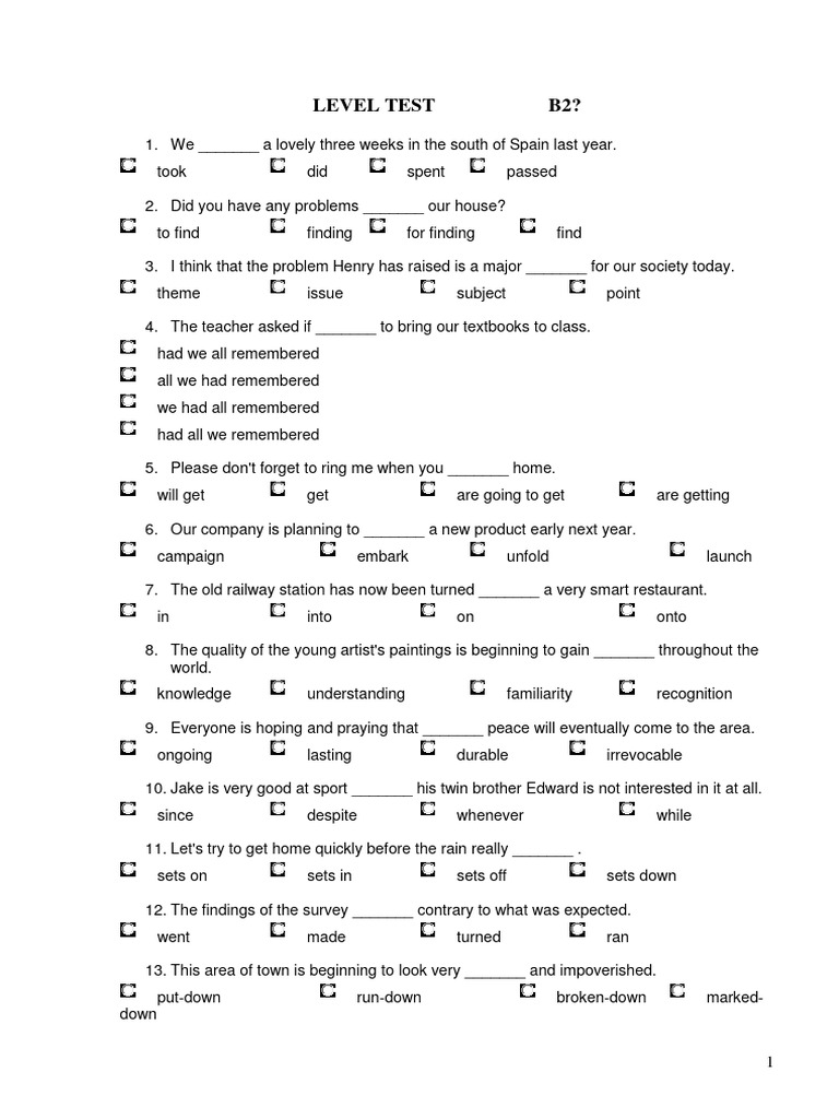 Test Level B2 Cambridge | PDF