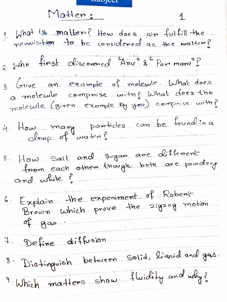 Matter Questions | PDF