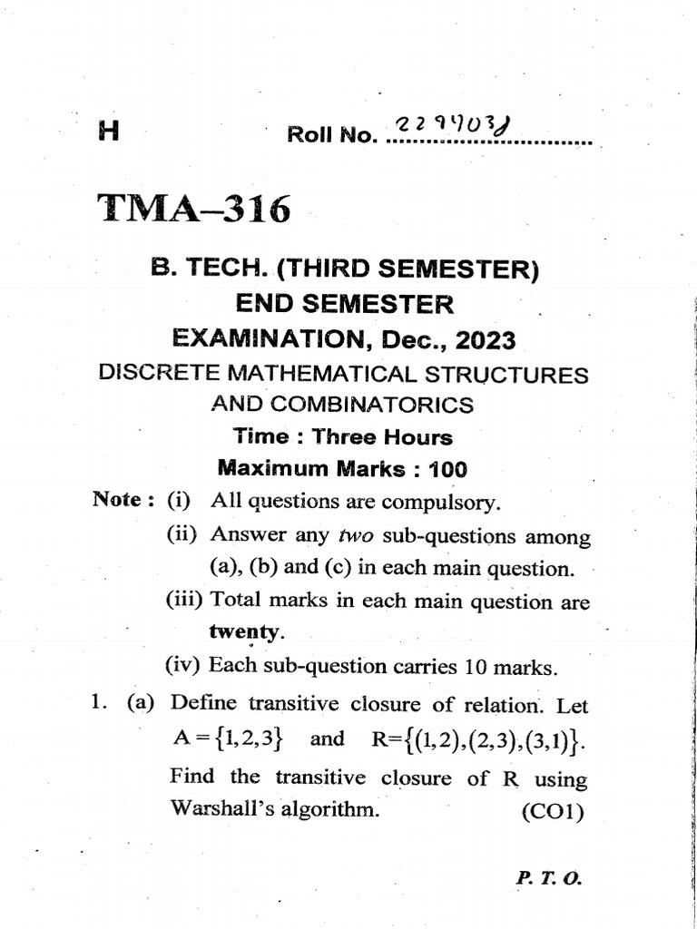 Tma316 Endsem 2024 | PDF