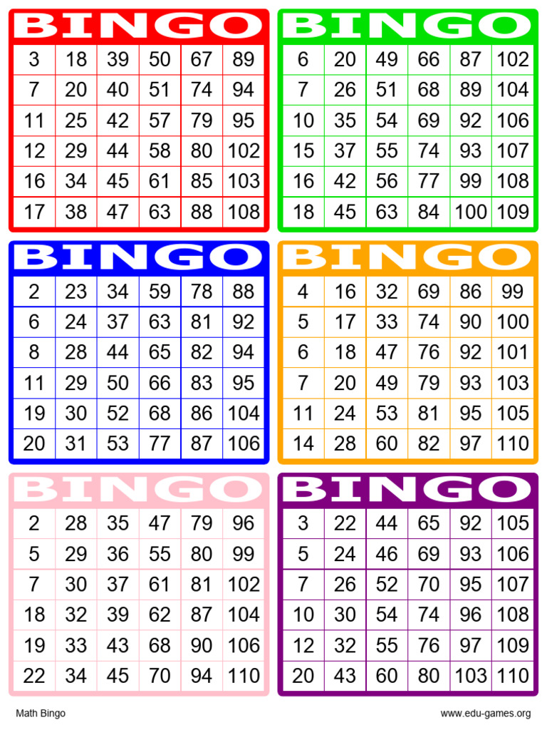 Math Bingo | PDF