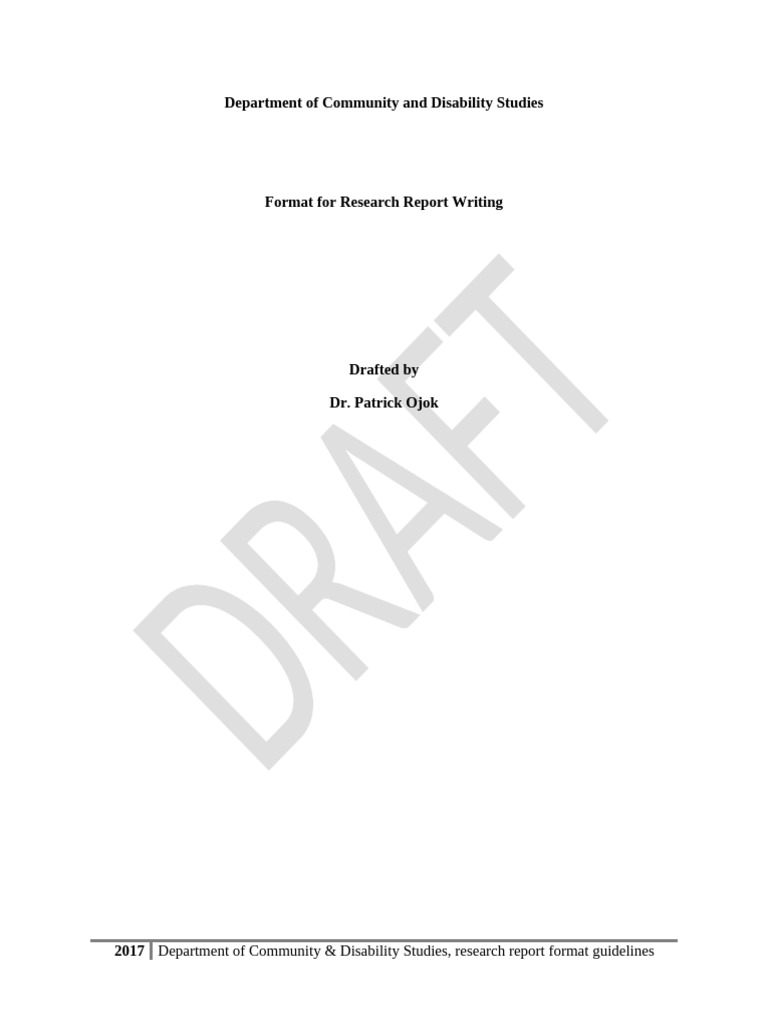Format for research report writing pdf