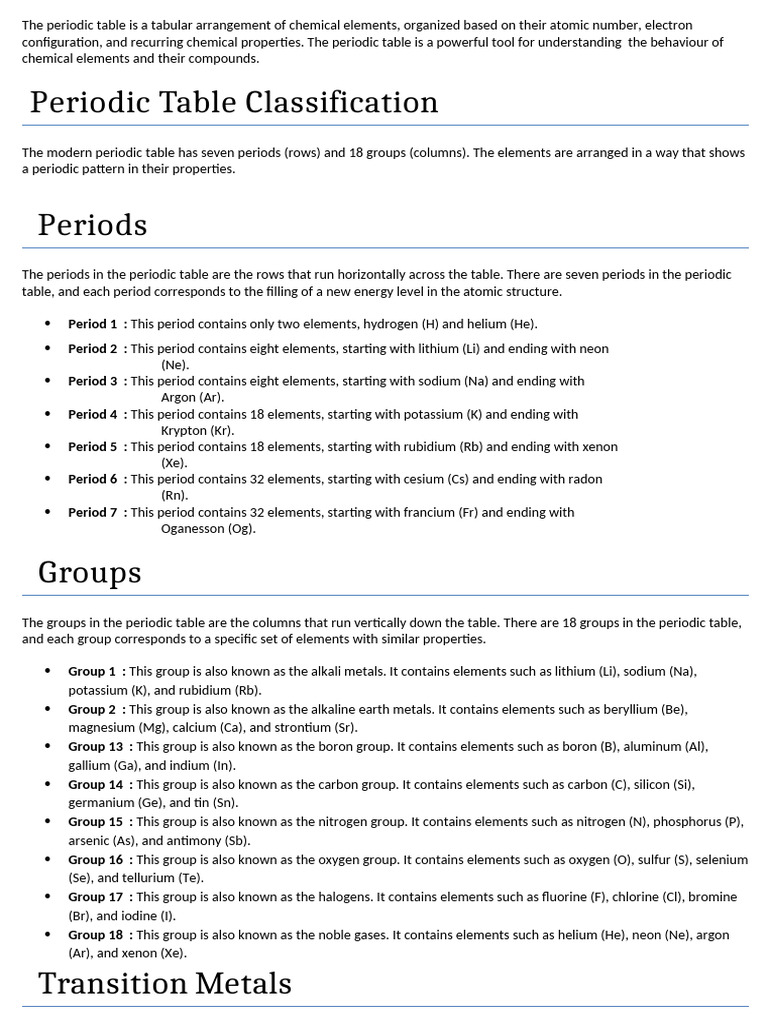 The Periodic Table | PDF | Chemical Bond | Ion