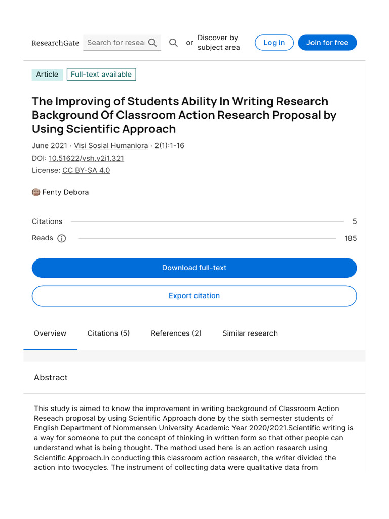 The Improving of Students Ability in Writing Research Background of ...
